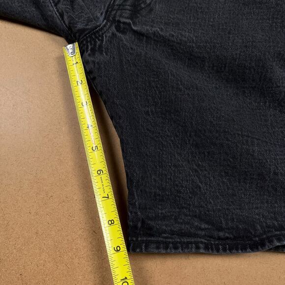 Levi's 501 Jean Shorts MEASURES 34 WAIST Faded Black Denim Button Fly Jorts - Picture 13 of 14